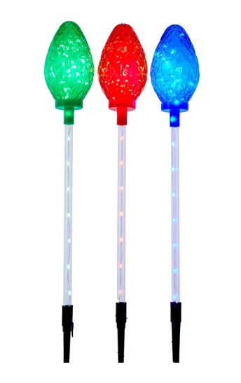 27.2"JUMBO MULT COLOR FACETED C9 YARD STAKES SET 3