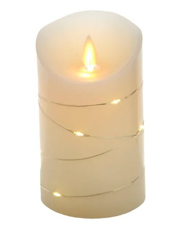 5"  BATTERY LED WHITE CANDLE  WITH FAIRY