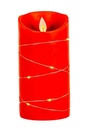 6" BATTERY OPERATED FLICKER FLAME RED CANDLE WITH FAIRY LIGHTS