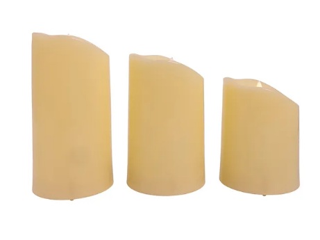4"-6" BATTERY OPERATED LED FLICKER FLAME CANDLES 3-PIECE SET