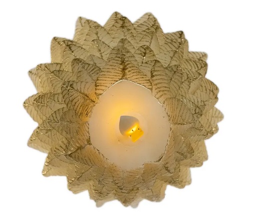 9´´BO LED FLCKR FLAME GOLD TREE CNDL