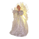 18"WHITE AND SILVER FIBER-OPTIC LED ANGEL TREETOP