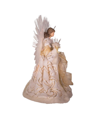 16"FIBER OPTIC LED GOLD & WHITE ANGEL TREETOP W/70