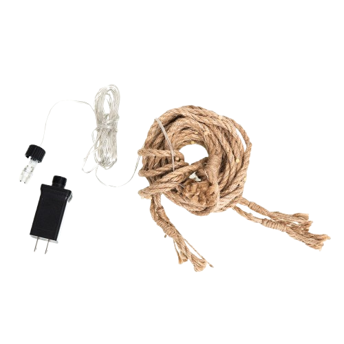 6'4P BROWN BURLAP ROPE LIGHTS LED