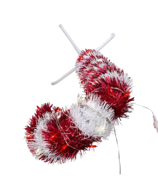 3 PRELIT R/W LED TINSEL CANDY CANE