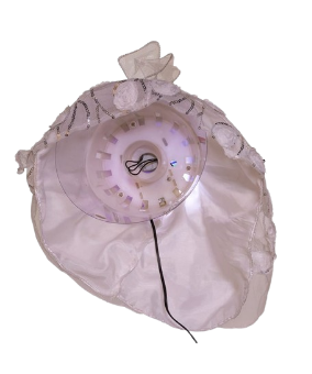 18"WHITE AND SILVER FIBER-OPTIC LED ANGEL TREETOP