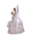 18"WHITE AND SILVER FIBER-OPTIC LED ANGEL TREETOP