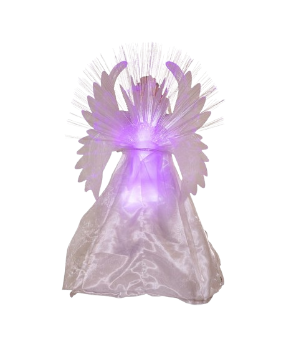 18"WHITE AND SILVER FIBER-OPTIC LED ANGEL TREETOP