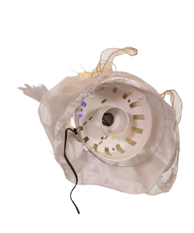 14"FIBER-OPTIC IVORY AND GOLD ANIMATED LED ANGEL TREETOP