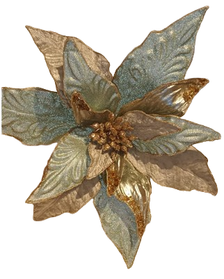 FLORES AQUA CON DORADO 