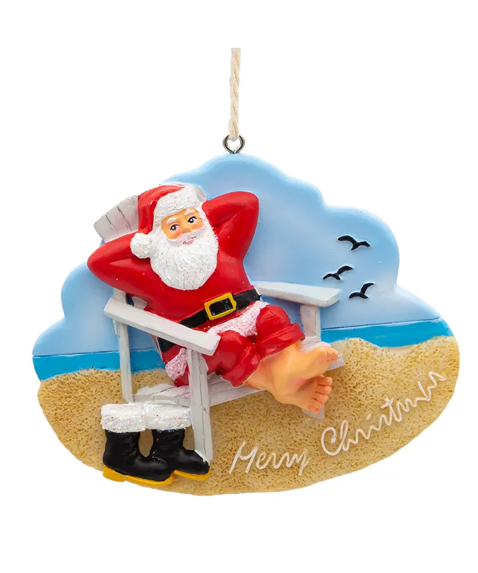RESIN SANTA IN CHAIR ORNAMENT