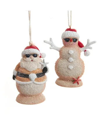RESIN SAND SANTA/SNOWMAN ORNAMENT