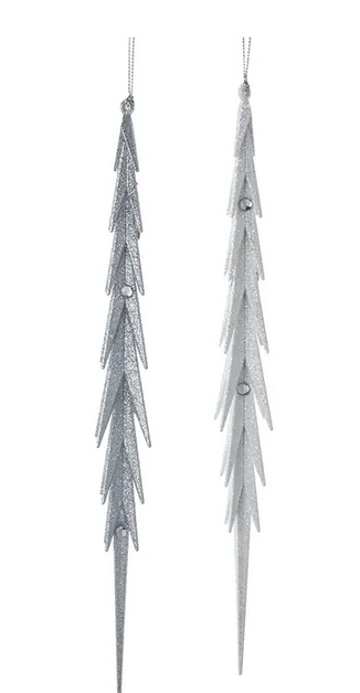 WHITE ICICLE WITH STONES ORNAMENTS