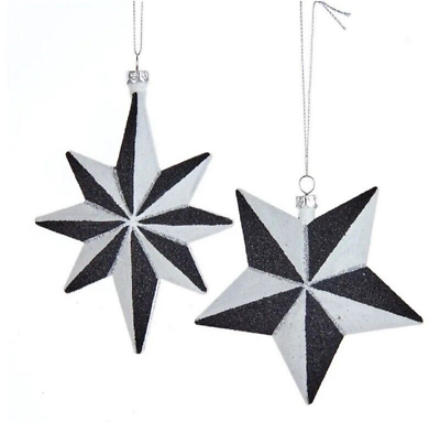 BLACK AND WHITE STAR ORNAMENTS