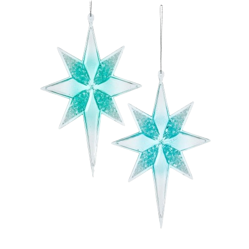TURQUOISE GLITTERED STAR ORNAMENT