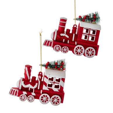 PEPPERMINT STRIPE LOCOMOTIVE ORNAMENTS