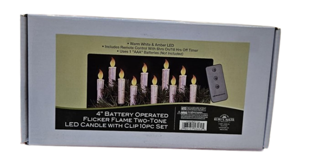 Battery-Operated Two-Tone Candle With Clip Light Set, 10-Piece Set