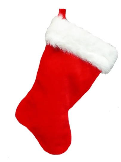 20" RED STOCKING W/RABBIT CUFF