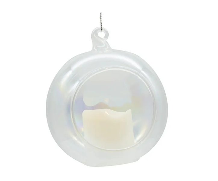 90MM LED GLASS CANDLE ORNAMENT