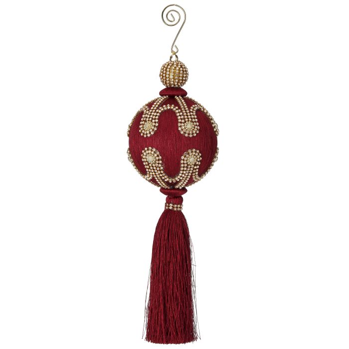 8" ROYAL JEWEL BALL W/TASSEL ORNAMENT