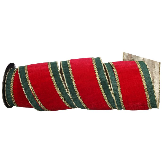 4"X5Y CENTER VELVET W/BROCADE DUPION RIBBON