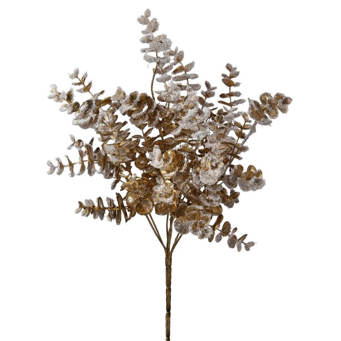 15" METALLIC SNOW MINI EUCALYPTUS BUSH X6