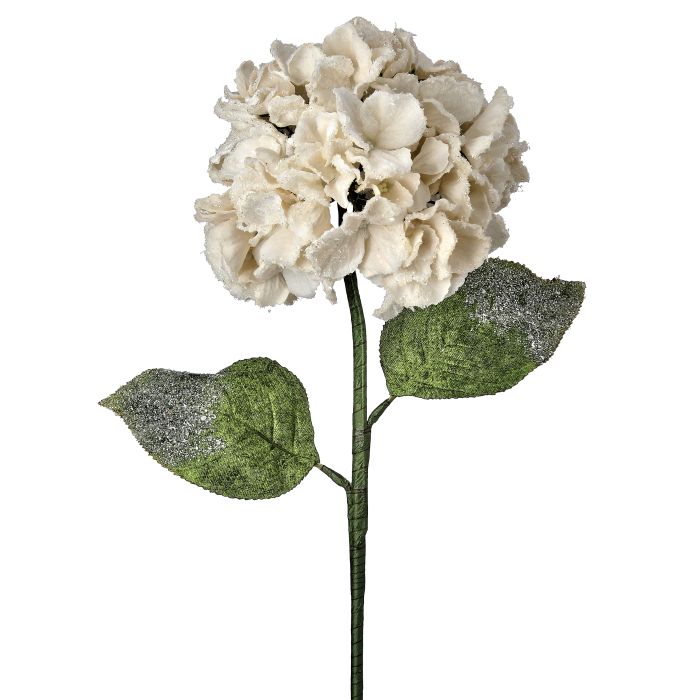 26"SNOW EDGED VELVET HYDRAGNEA STEM WHITE