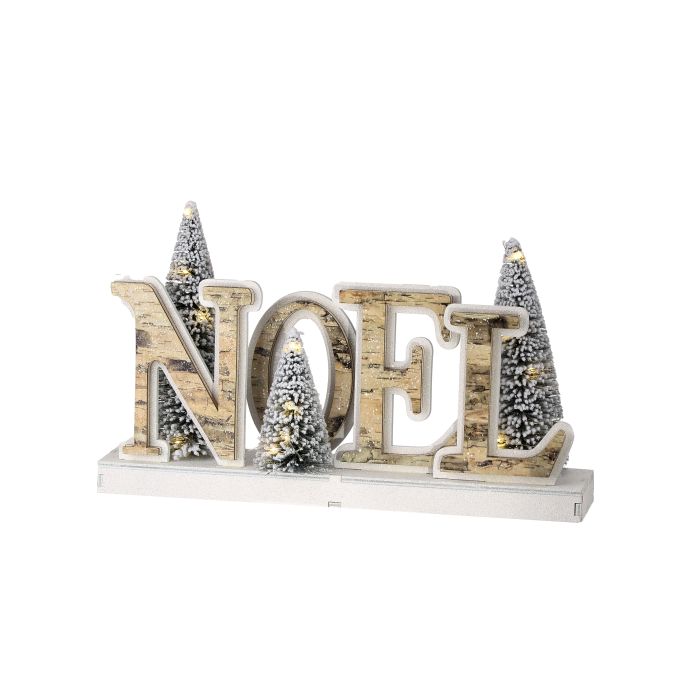 16"LED/BTY/TMR BIRCH "NOEL" W/SISAL TREE 