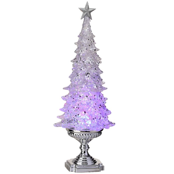 20"LED/BTY/TMR USB ACRYLIC TREE ON PEDESTAL