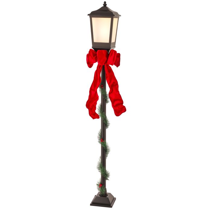 64" LED/BTY USB LAMP POST W/VELVET BOW /BASE