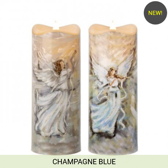 8" LED/BTY/TMR ANGEL ON CANDLE INDIVIDUAL