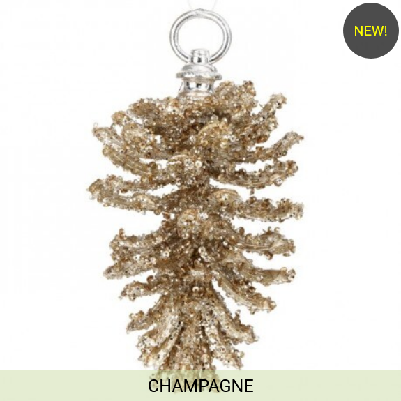 7" GLITTER ICED PINECONE ORNAMENT