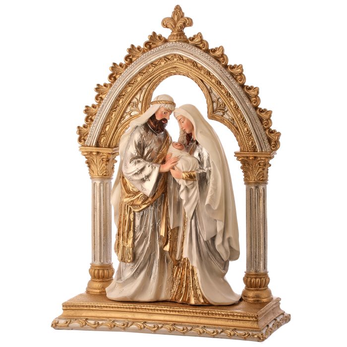 18"RESIN GILDED CATHEDRAL W/HOLY FAMILY