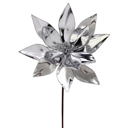 22" MIRROR METALLIC POINSETTIA STEM