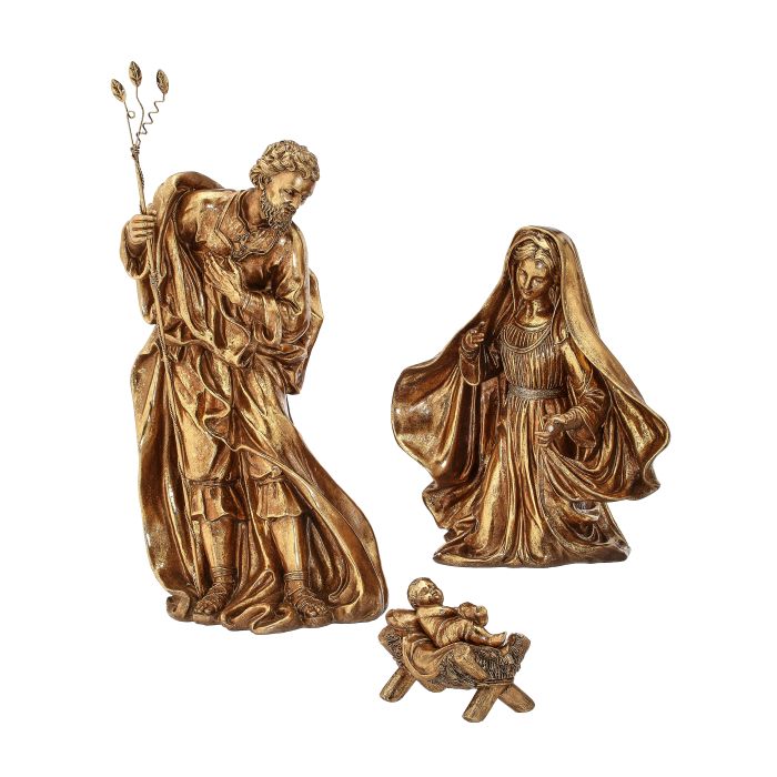 6-18.5" RESIN GILDED HOLY FAMILY SET/3