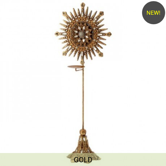 27" RESIN W/MTL JEWELED CANDLE HOLDER