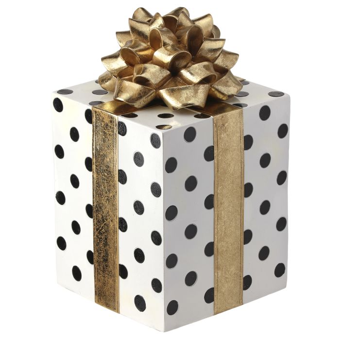 14" RESIN GIFT PACKAGE W/BOW BKWH