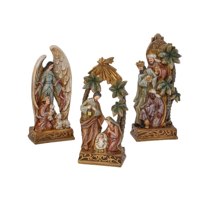 7-8" RESIN NATIVITY PLAQUE STORY SET DE 3