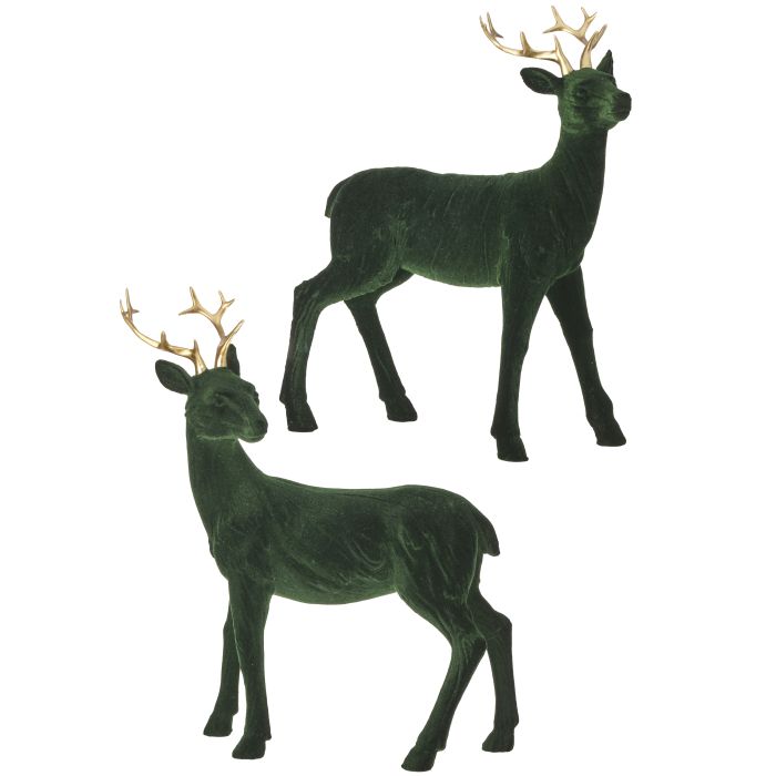 10" RESIN FLOCKED DEER INDIVIDUAL  