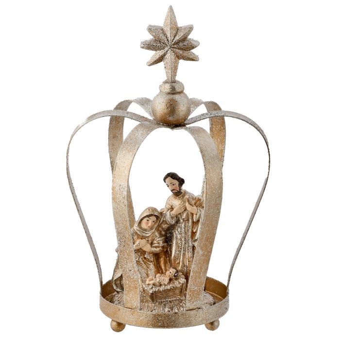 9" METALW/RESIN RENAISSANCE HOLY FAMILY CROWN