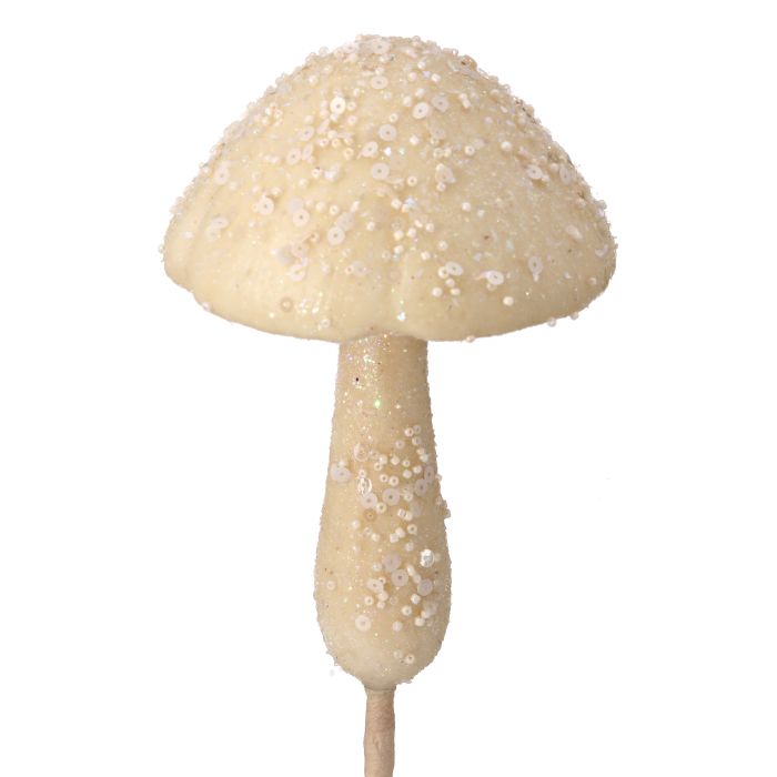 12" BEADED SEQUIN GLITTER MUSHROOM PICK