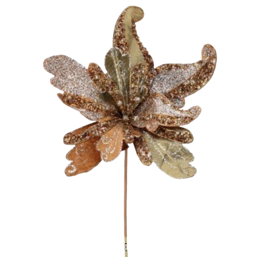 28"SHINY VELVET W/JEWEL POINSETTIA STEM