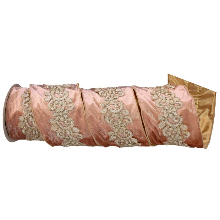 4"X5Y CNTR JEWEL BROCADE VELVET RIBBON
