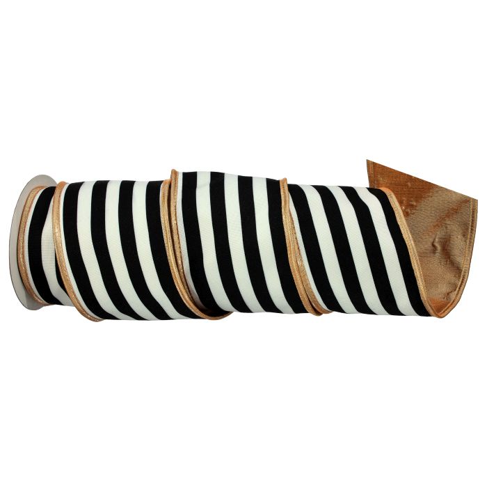 4" X5Y COTTON W/LAME STRIPE RIBBON
