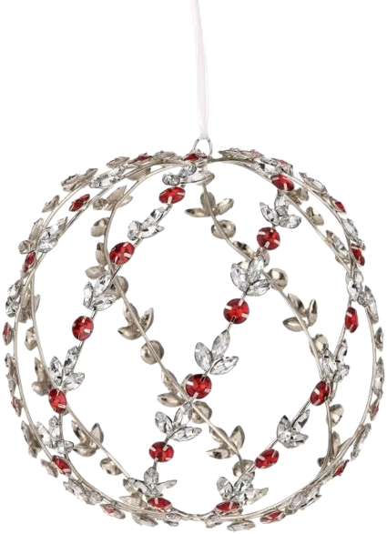 8" JEWELED METAL BALL OPEN ORNAMENT