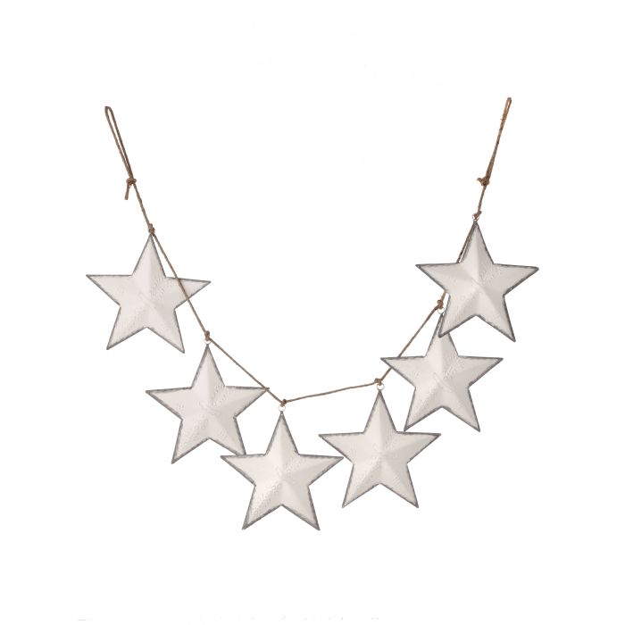 36" METAL ETCHED STARS ON JUTE GARLAND