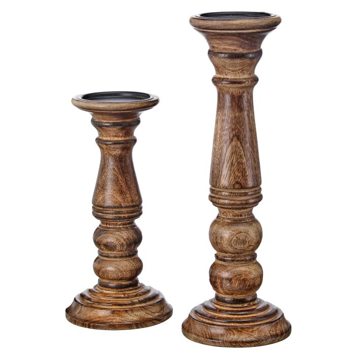10-14" MANGO WOOD CANDLE HOLDER INDIVIDUAL