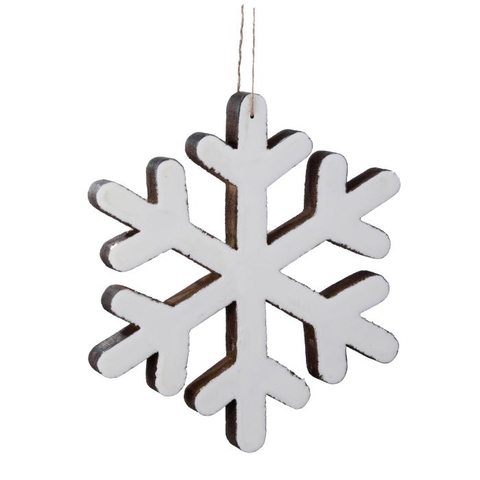 8"WOOD W/ENAMEL SNOWFLAKE ORNAMENT