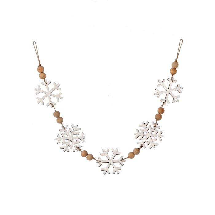 40" WOOD/ENAMEL W/BEAD  SNOWFLAKE GARLAND