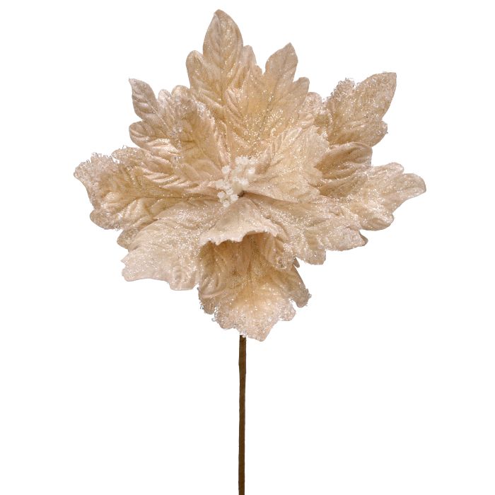 24" GLITTER ROYALTY POINSETTIA STEM